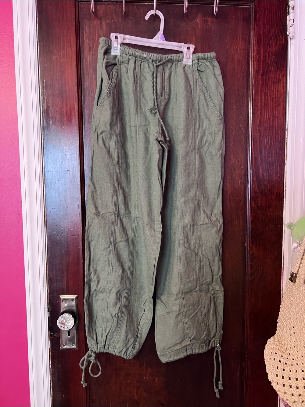 wild fable Olive Green Cargo Pants with Drawstring Hem
